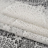 Nylon Raschel Lace Panel with Finished Scalloped Edges - Ivory Floral Medallions