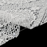 Nylon Raschel Lace Panel with Finished Scalloped Edges - Ivory Floral Medallions