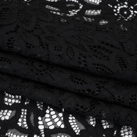 Corded Lace with Finished Scalloped Edges - Black Sunflowers