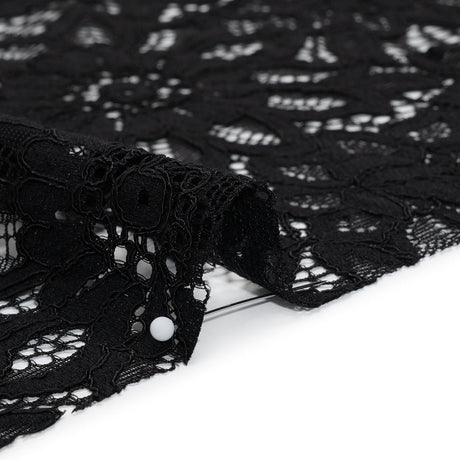 Corded Lace with Finished Scalloped Edges - Black Sunflowers