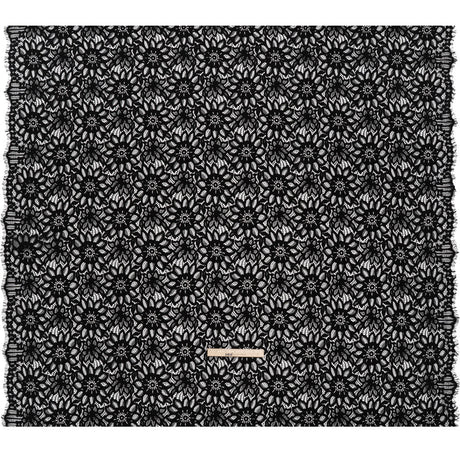 Corded Lace with Finished Scalloped Edges - Black Sunflowers