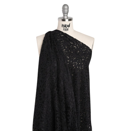 Corded Lace with Finished Scalloped Edges - Black Sunflowers