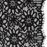 Corded Lace with Finished Scalloped Edges - Black Sunflowers