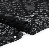 Nylon Raschel Lace Panel with Finished Scalloped Edges - Black Fern Leaves