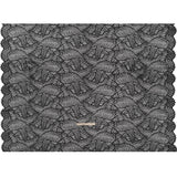 Nylon Raschel Lace Panel with Finished Scalloped Edges - Black Fern Leaves