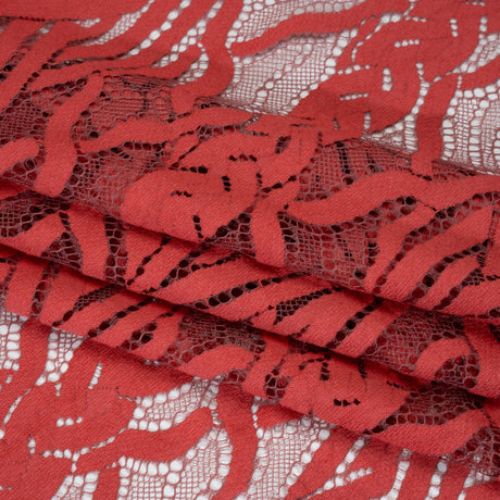 Cotton and Nylon Lace Panel with Finished Edges - Berry and Cardinal Red Celtic Knotwork and Braids