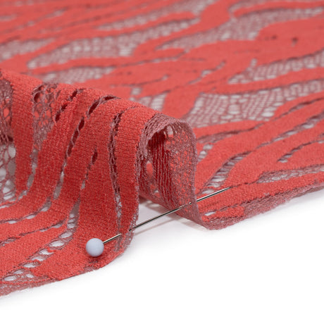 Cotton and Nylon Lace Panel with Finished Edges - Berry and Cardinal Red Celtic Knotwork and Braids