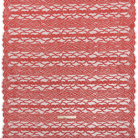 Cotton and Nylon Lace Panel with Finished Edges - Berry and Cardinal Red Celtic Knotwork and Braids