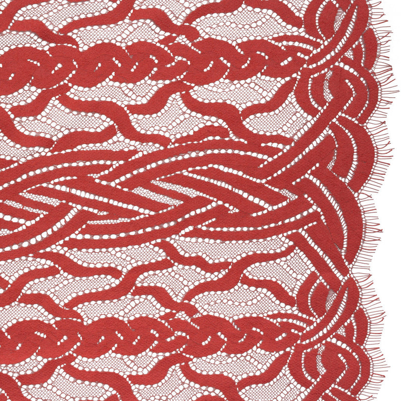 Cotton and Nylon Lace Panel with Finished Edges - Berry and Cardinal Red Celtic Knotwork and Braids