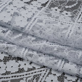 Cotton and Nylon Re-Embroidered Lace Panel with Finished Edges - Pale Blue and Ivory Diamonds and Flowers