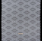 Cotton and Nylon Re-Embroidered Lace Panel with Finished Edges - Pale Blue and Ivory Diamonds and Flowers
