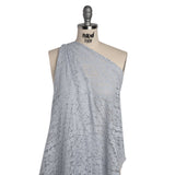 Cotton and Nylon Re-Embroidered Lace Panel with Finished Edges - Pale Blue and Ivory Diamonds and Flowers