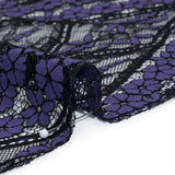 Cotton and Nylon Re-Embroidered Lace Panel with Finished Edges - Black and Blue Iris Diamonds and Flowers