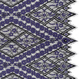 Cotton and Nylon Re-Embroidered Lace Panel with Finished Edges - Black and Blue Iris Diamonds and Flowers