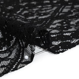 Cotton and Nylon Re-Embroidered Lace Panel with Finished Edges - Black Diamonds and Flowers