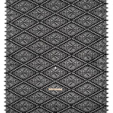 Cotton and Nylon Re-Embroidered Lace Panel with Finished Edges - Black Diamonds and Flowers