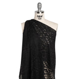 Cotton and Nylon Re-Embroidered Lace Panel with Finished Edges - Black Diamonds and Flowers