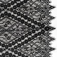 Cotton and Nylon Re-Embroidered Lace Panel with Finished Edges - Black Diamonds and Flowers