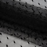 Nylon Raschel Point D'Esprit Lace - Black Polka Dots