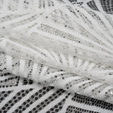 Metallic Lace Panel with Finished Edges - Silver and White Geometric Starburst