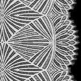 Metallic Lace Panel with Finished Edges - Silver and White Geometric Starburst