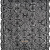 Metallic Lace Panel with Finished Edges - Silver and Black Geometric Starburst