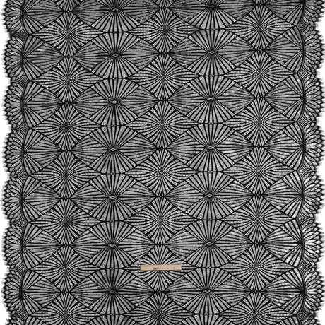 Metallic Lace Panel with Finished Edges - Silver and Black Geometric Starburst