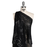 Metallic Lace Panel with Finished Edges - Silver and Black Geometric Starburst