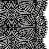 Metallic Lace Panel with Finished Edges - Silver and Black Geometric Starburst