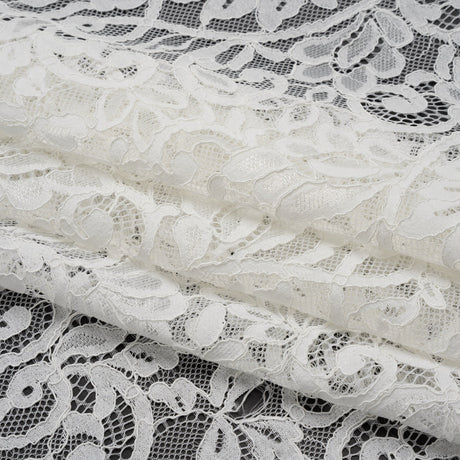 Corded Lace with Finished Edges - Ivory Flowering Vines