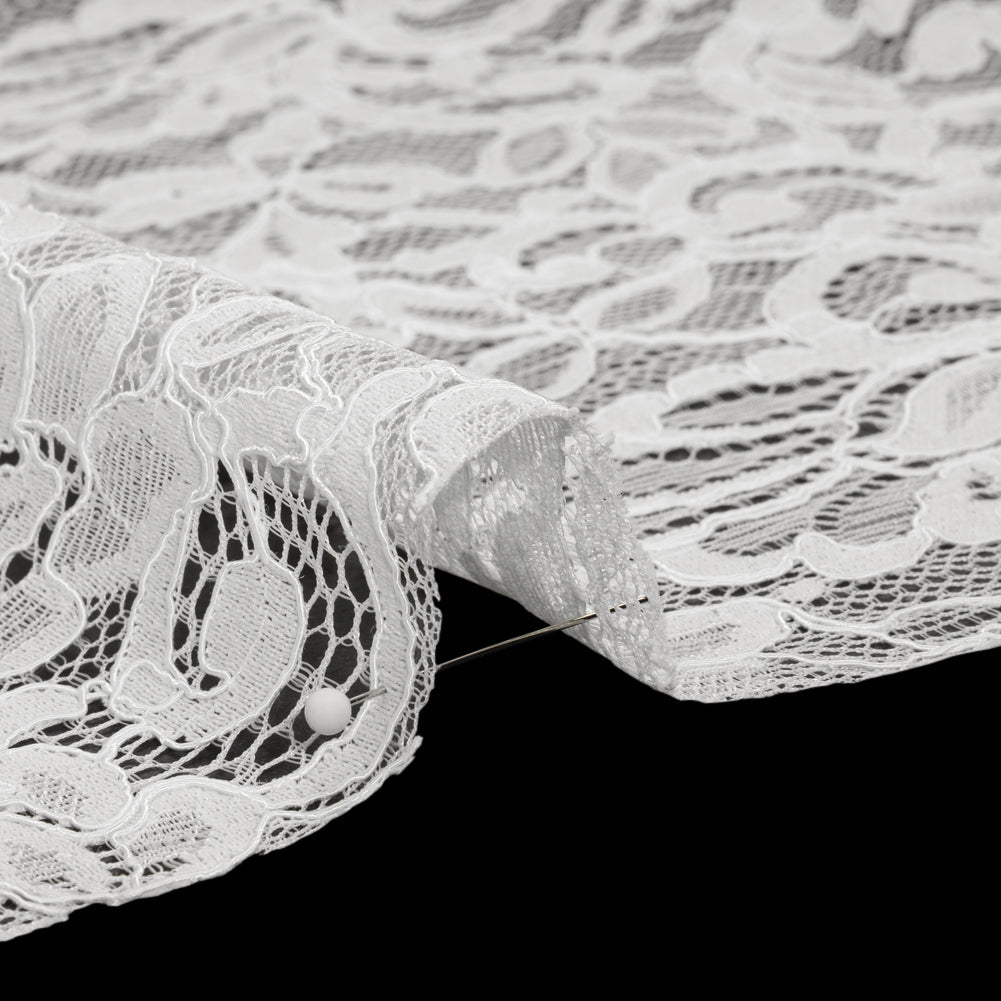 Corded Lace with Finished Edges - Ivory Flowering Vines