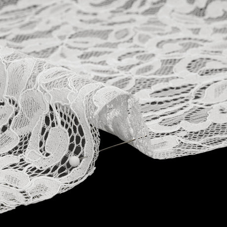 Corded Lace with Finished Edges - Ivory Flowering Vines