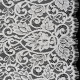 Corded Lace with Finished Edges - Ivory Flowering Vines