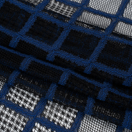 Corded Lace with Little Scalloped Finished Edges - Surf Blue and Black Diamond Lattice
