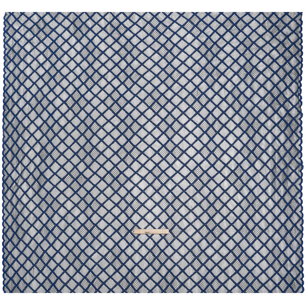Corded Lace with Little Scalloped Finished Edges - Surf Blue and Black Diamond Lattice