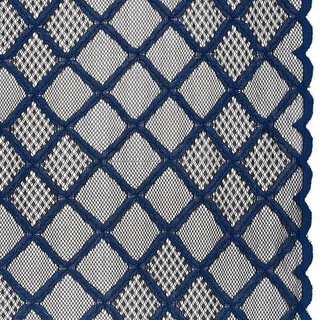 Corded Lace with Little Scalloped Finished Edges - Surf Blue and Black Diamond Lattice