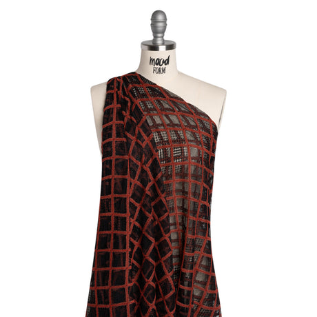 Corded Lace with Little Scalloped Finished Edges - Red and Black Diamond Lattice