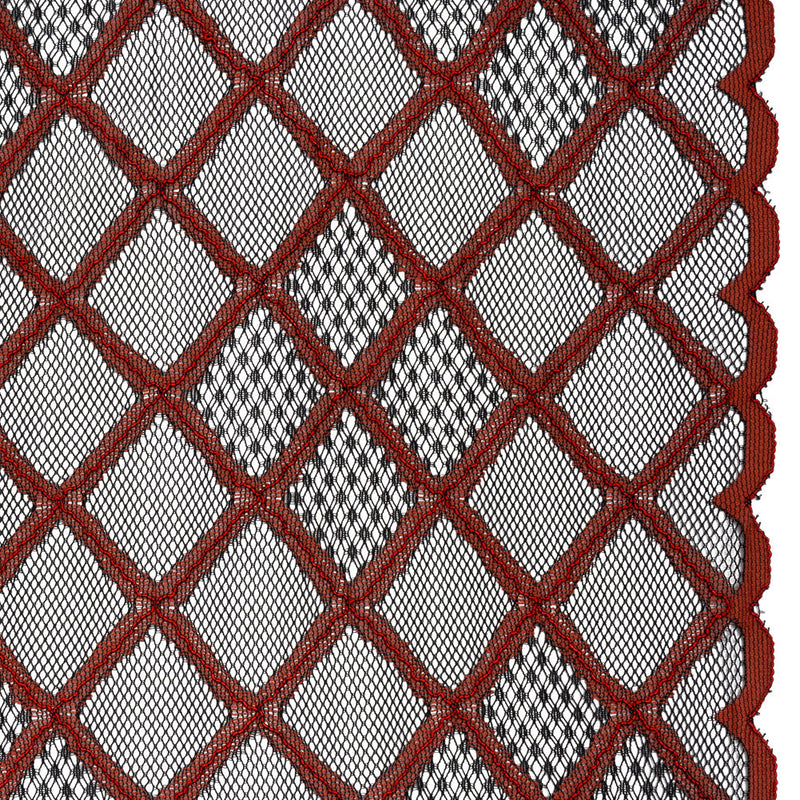 Corded Lace with Little Scalloped Finished Edges - Red and Black Diamond Lattice