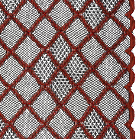 Corded Lace with Little Scalloped Finished Edges - Red and Black Diamond Lattice