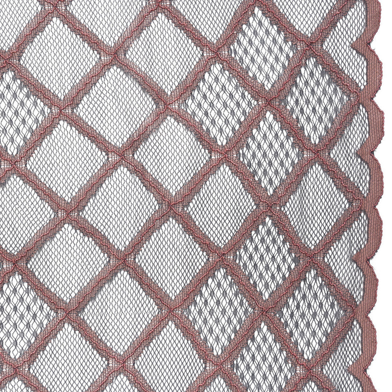 Corded Lace with Little Scalloped Finished Edges - Gray and Dusty Rose Diamond Lattice
