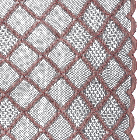 Corded Lace with Little Scalloped Finished Edges - Gray and Dusty Rose Diamond Lattice