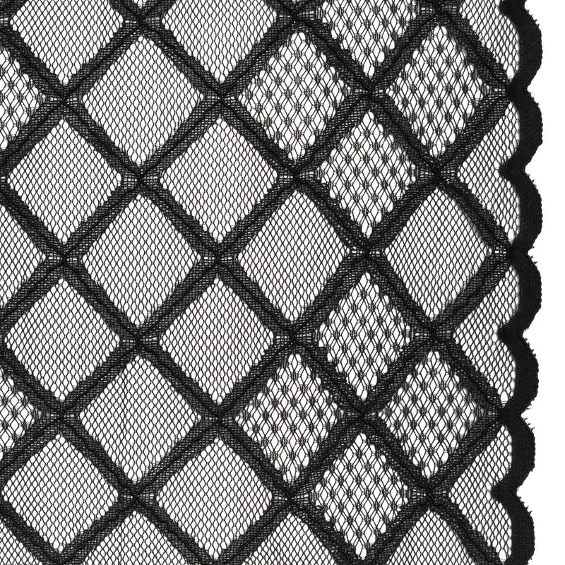 Corded Lace with Little Scalloped Finished Edges - Black Diamond Lattice