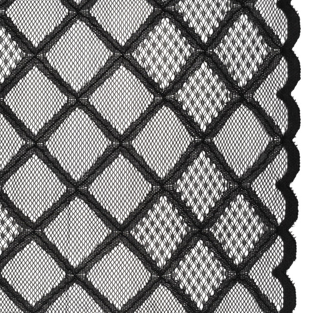 Corded Lace with Little Scalloped Finished Edges - Black Diamond Lattice