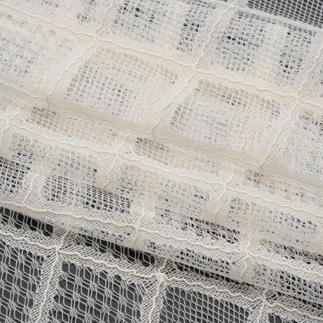 Corded Lace with Little Scalloped Finished Edges - Ivory Diamond Lattice