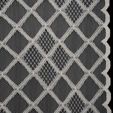 Corded Lace with Little Scalloped Finished Edges - Ivory Diamond Lattice