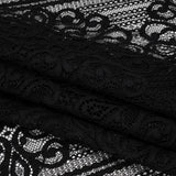 Corded Lace with Fringed and Scalloped Edges - Black Vine Stripes