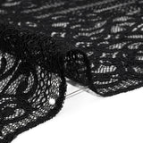 Corded Lace with Fringed and Scalloped Edges - Black Vine Stripes