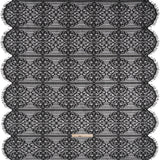 Corded Lace with Fringed and Scalloped Edges - Black Vine Stripes