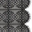 Corded Lace with Fringed and Scalloped Edges - Black Vine Stripes