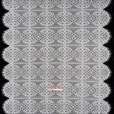 Corded Lace with Fringed and Scalloped Edges - Ivory Vine Stripes